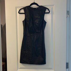ZARA Elegant Black Leather Sleeveless Dress